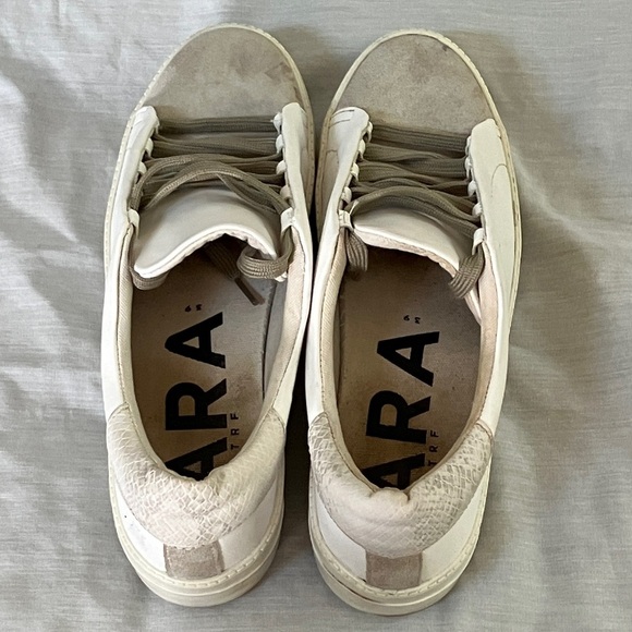 Zara size 39 Beige / White Leopard print at heel 1” high sole Textured Sneakers - Picture 4 of 16